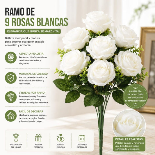 ROSA BLANCA 9 RAMA ARTIFICIAL