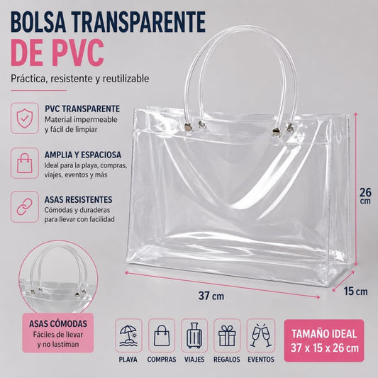 BOLSA TRANSPARENTE DE PVC 37*15*26CM