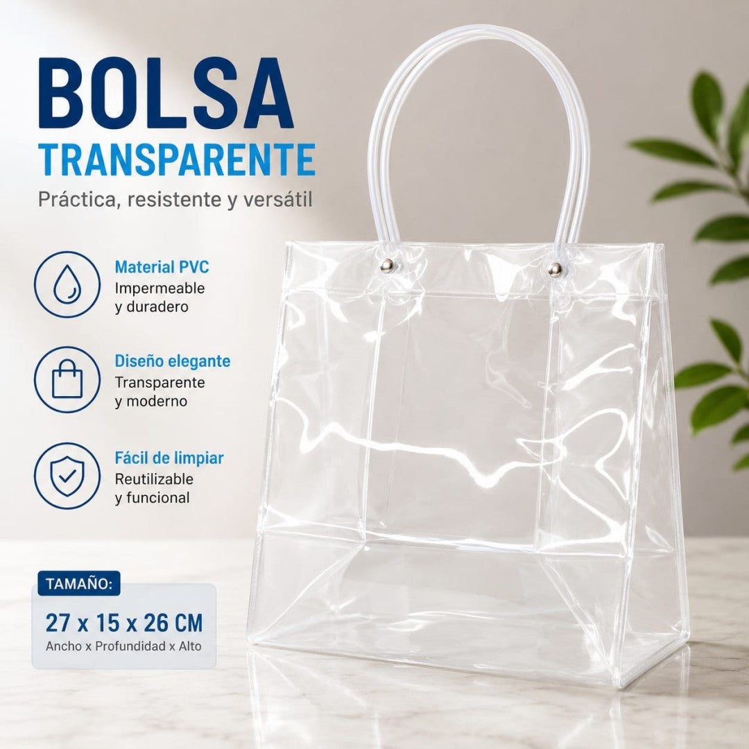 BOLSA TRANSPARENTE DE PVC 27*15*26CM