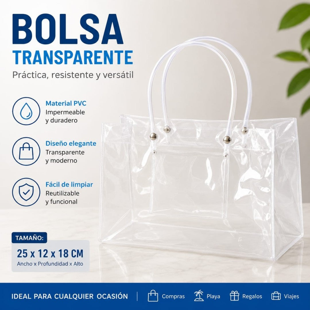 BOLSA TRANSPARENTE DE PVC 25*12*18CM
