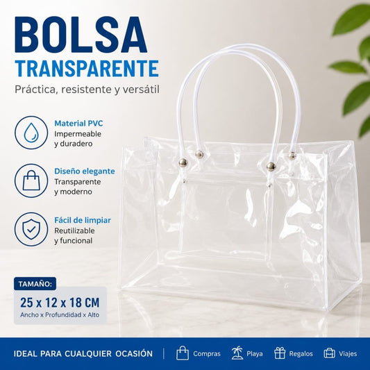 BOLSA TRANSPARENTE DE PVC 25*12*18CM