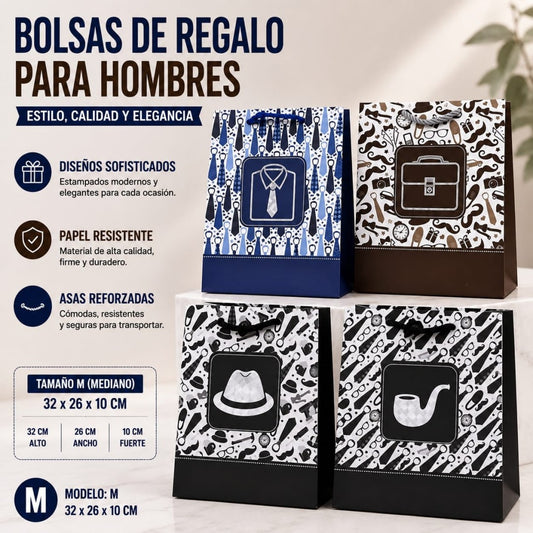BOLSA REGALO HOMBRE M 32*26*10CM