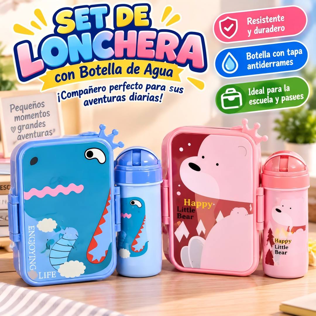 SET LONCHERA Y BOTELLA INFANTIL CORONA