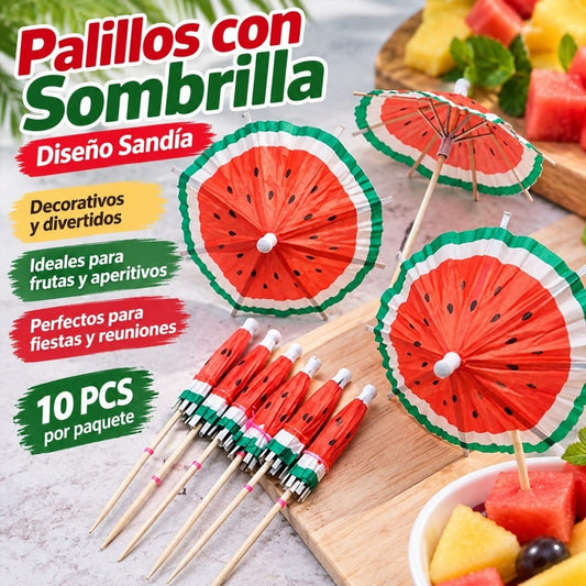 PALILLOS TIPO SOMBRILLA PARA FRUTAS 10PCS