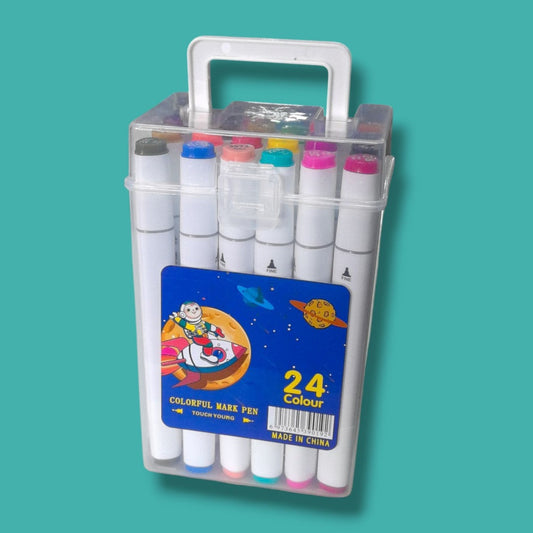 MARCADORES 2 PUNTA 24 COLOR CAJA PVC