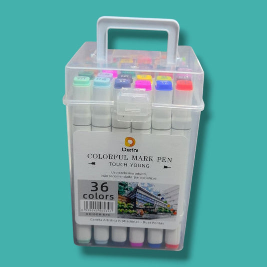 MARCADORES 2 PUNTA 36 COLOR CAJA PVC