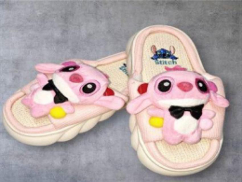 CHANCLETAS TELA STITCH 30-35 ROSADO