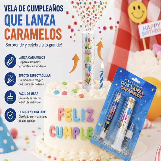 CANDELA LANZADORA DE CONFITES PARA PASTEL