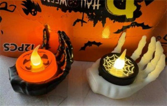 MANO CALAVERA  HALLOWEEN C/CANDELA LUZ