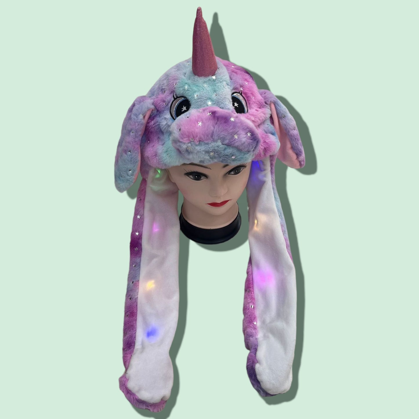 GORRA PELUDA C/ LUZ OREJA UNICORNIO C