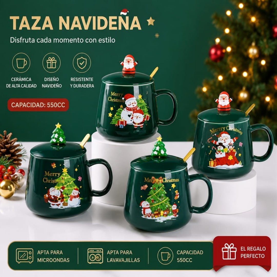 JARRA CERAMICA CON TAPA NAVIDAD ARC0191-6