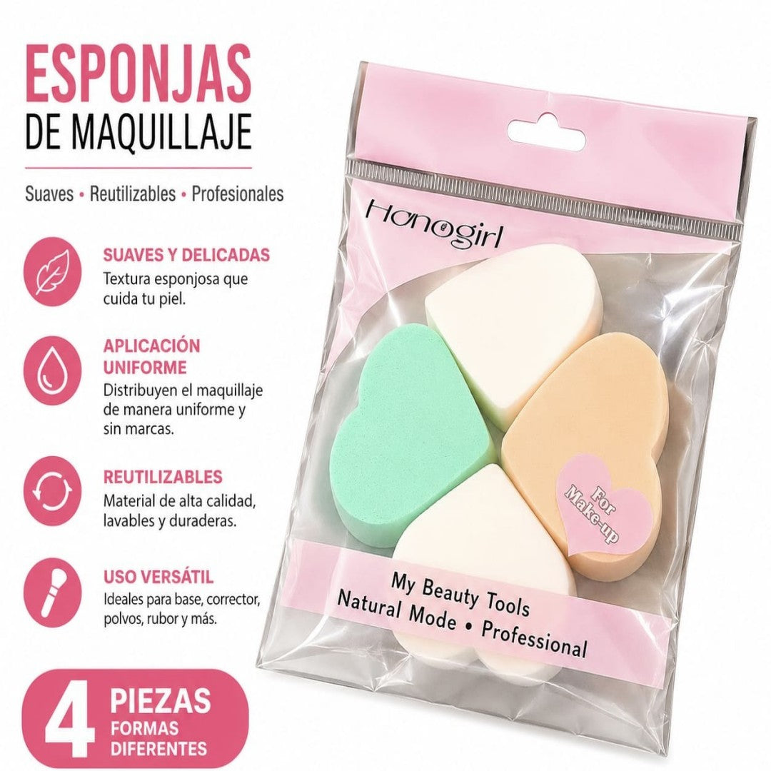 ESPONJA MAQUILLAJE 4PCS H003 CORAZON