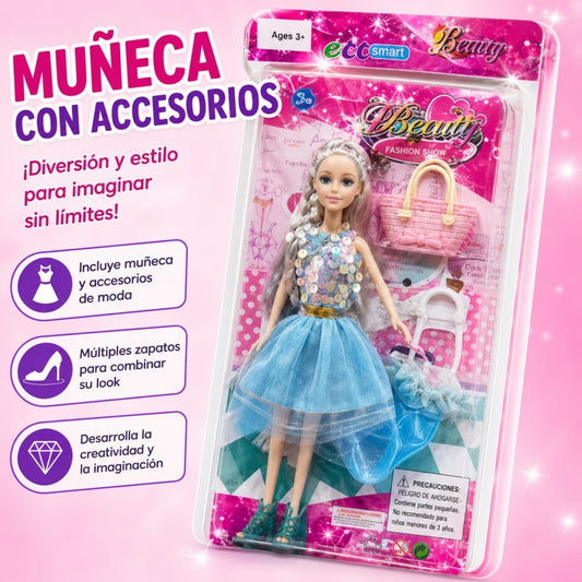MUNECA BARBIE C/VESTIDO 11PUL 111-6