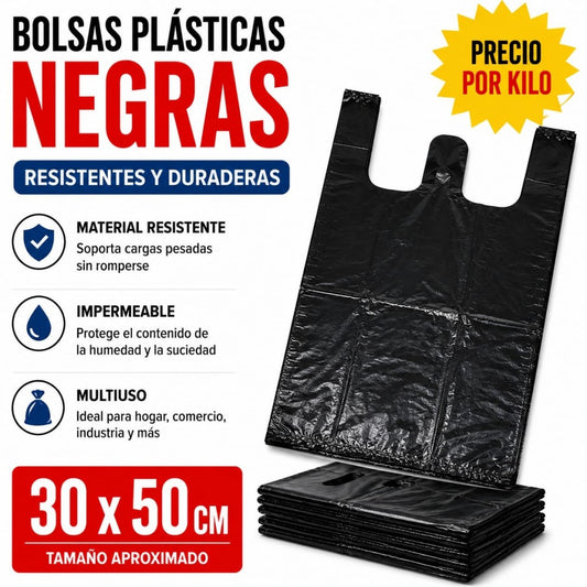 BOLSA EMPAQUE NEGRA 30*50 1KG