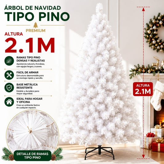 ARBOL NAVIDAD PINO 210CM BLANCO