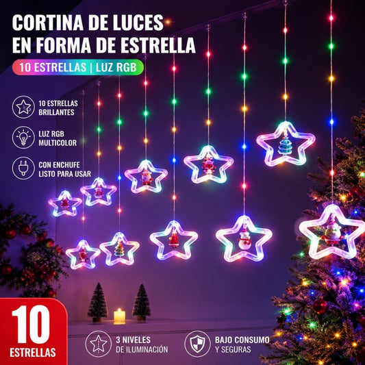 LUZ CORTINA 10 ESTRELLA COLOR