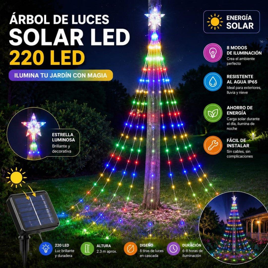 LUZ CASCADA ESTRELLA  SOLAR CONTROL 220L