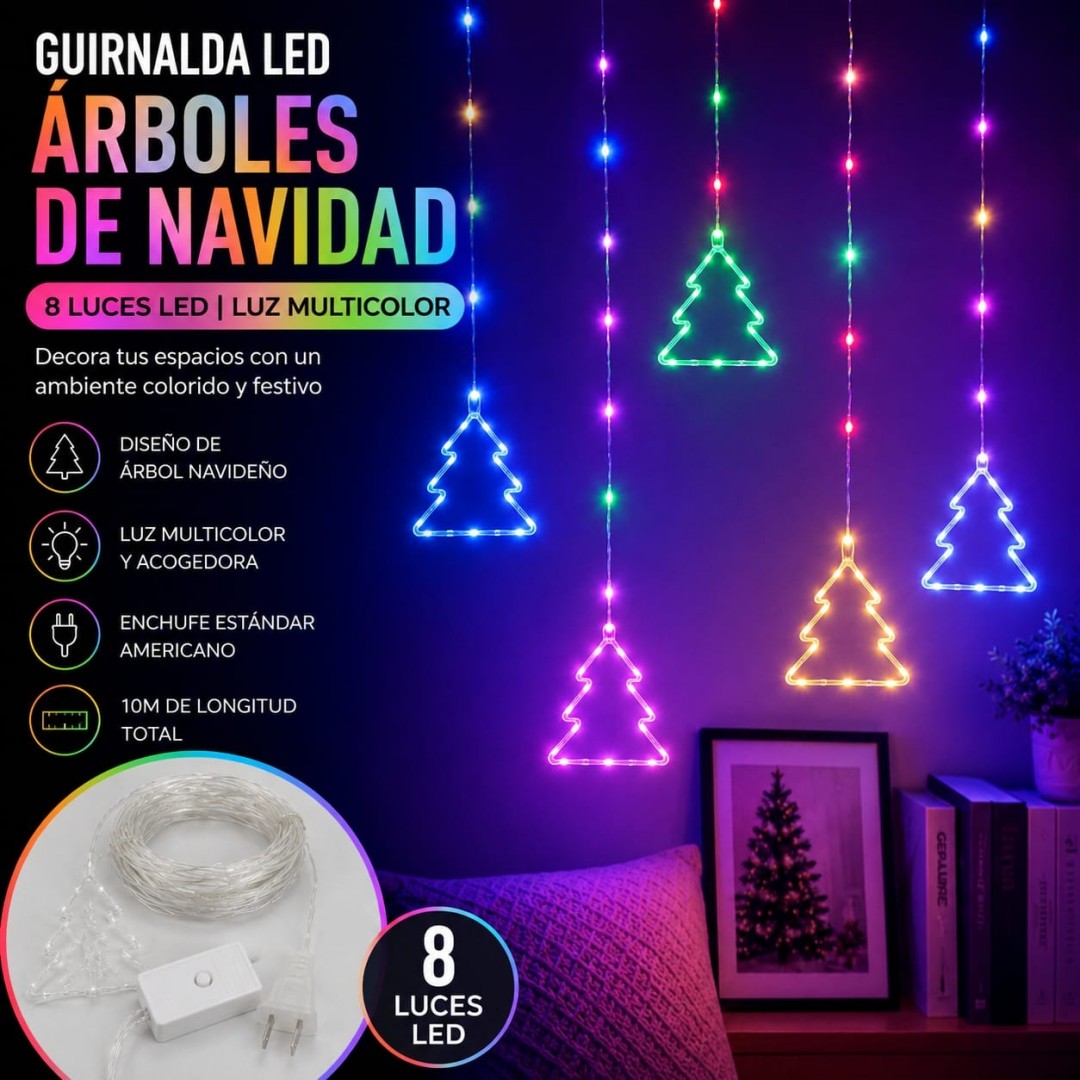 LUZ CORTINA ARBOL METAL COLOR 8L