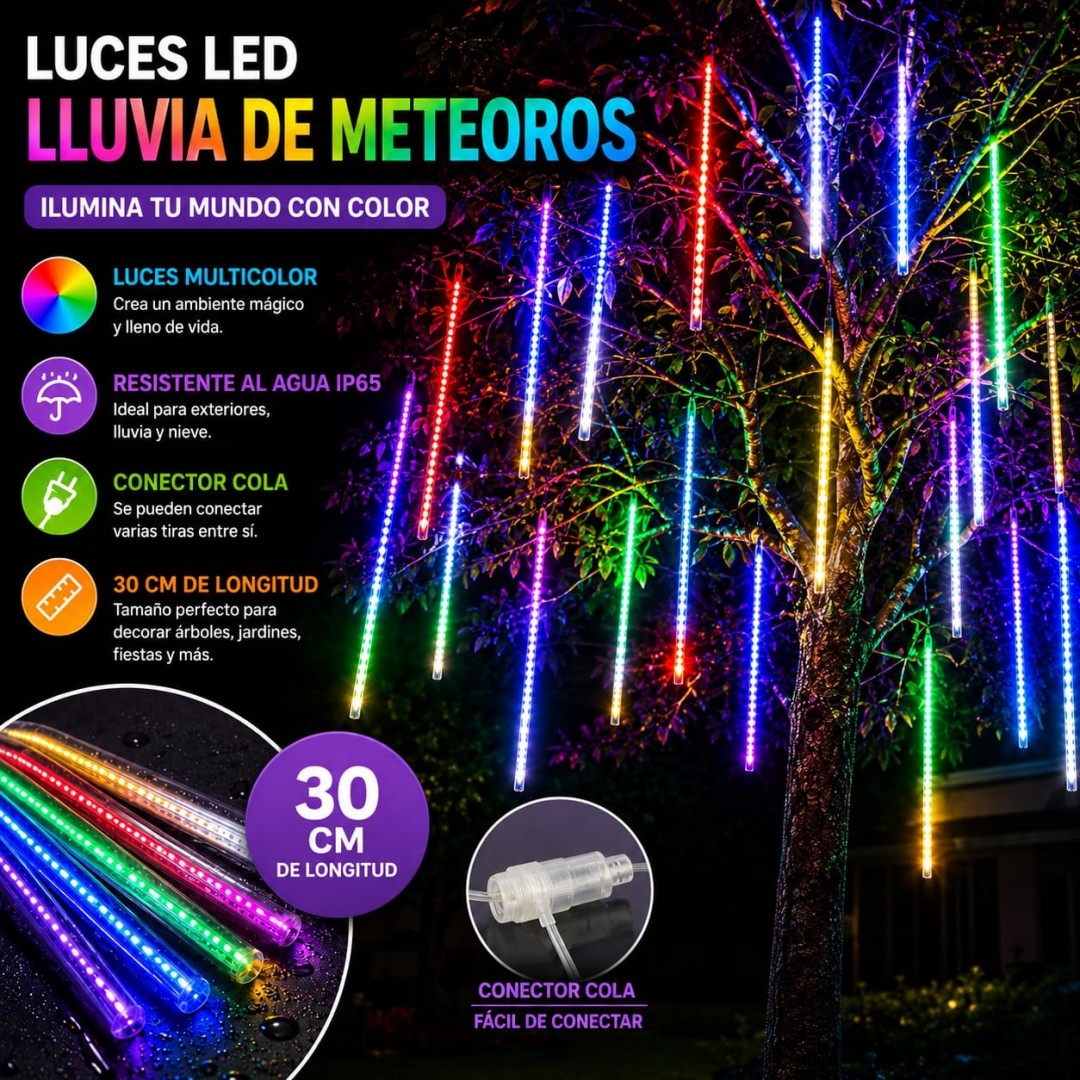 LUZ METEORITO 30CM COLOR