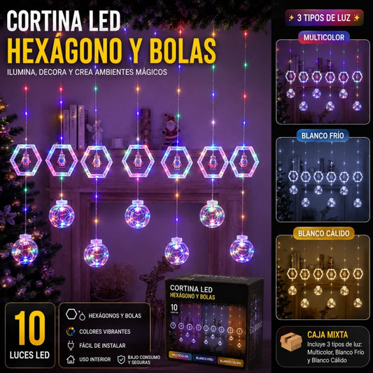LUZ HEXAGONO+BOLA 10TIRA