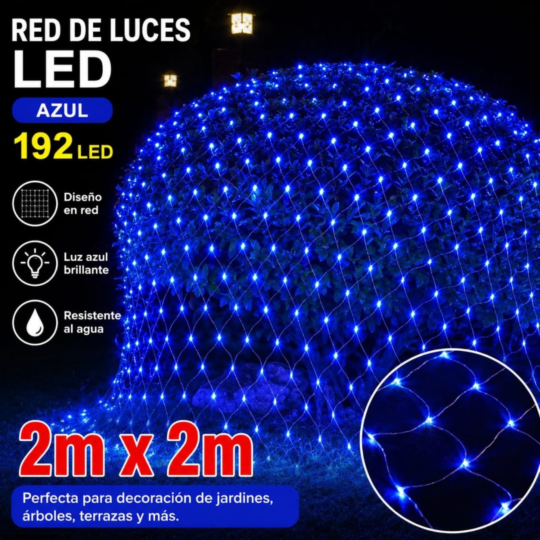 LUZ MALLA 192L AZUL 2M*2M