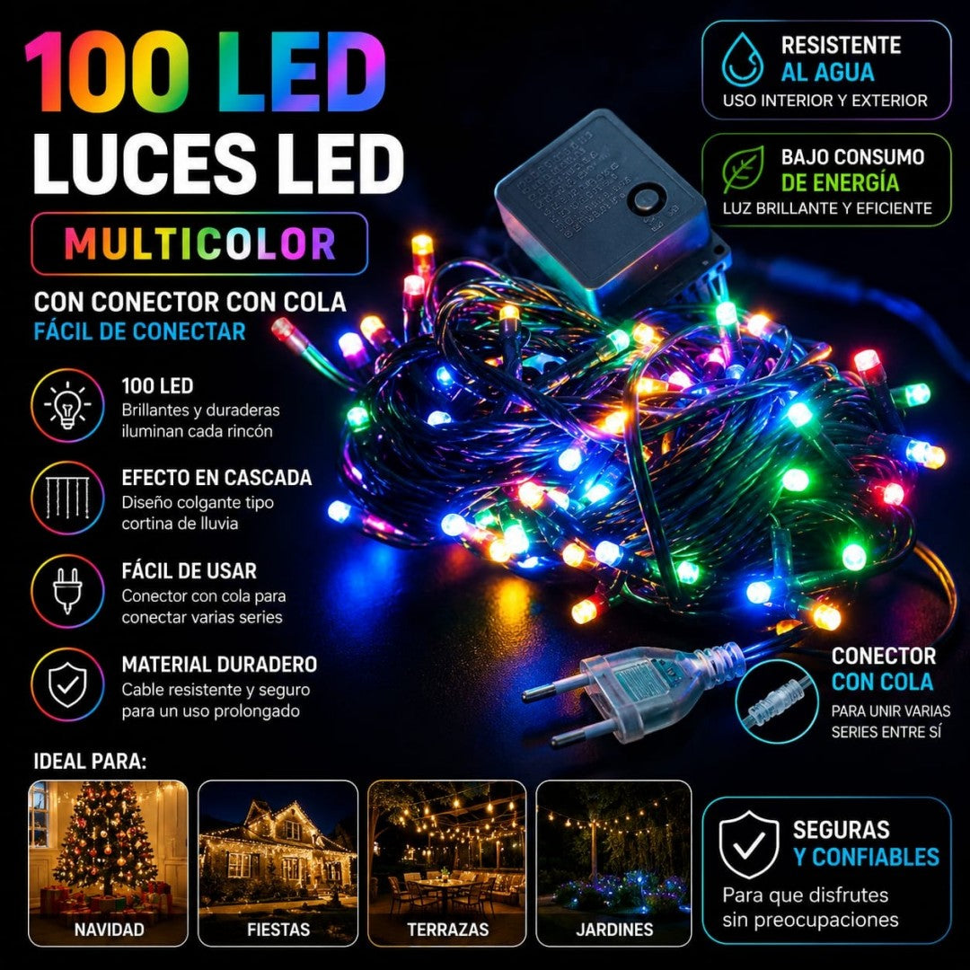 LUZ LED 100L CON ENCHUFE COLOR