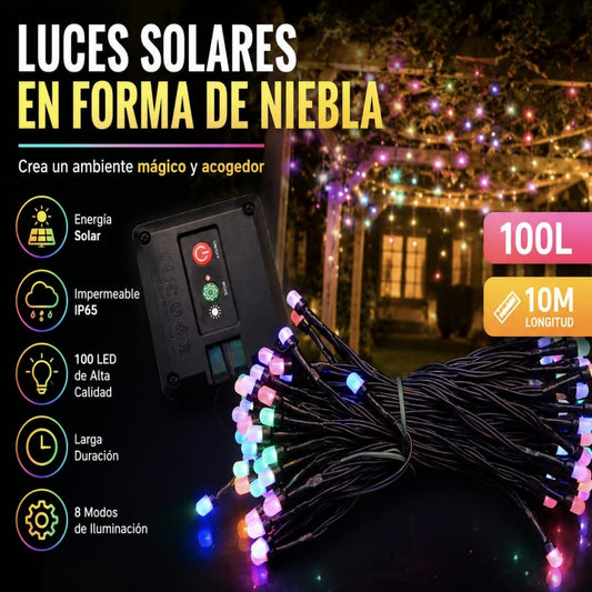 LUZ SOLAR LED 100L NIEBLA COLOR
