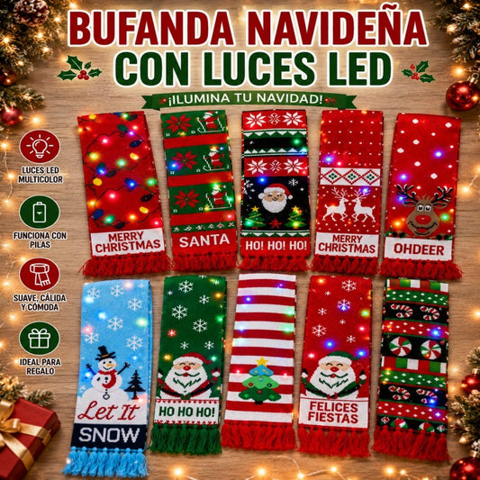 BUFANDA TEJIDO NAVIDAD CON LUZ 12*130CM