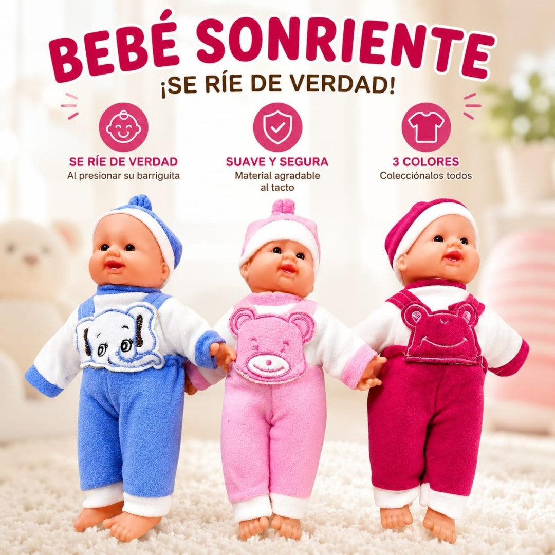 MUNECO BEBE PELON CON RISA 30CM PEQ 105-1