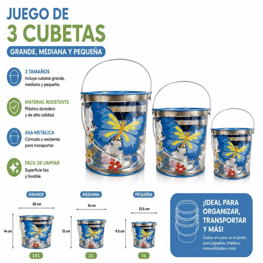 BALDE MARIPOSA AZUL 3PCS PVC