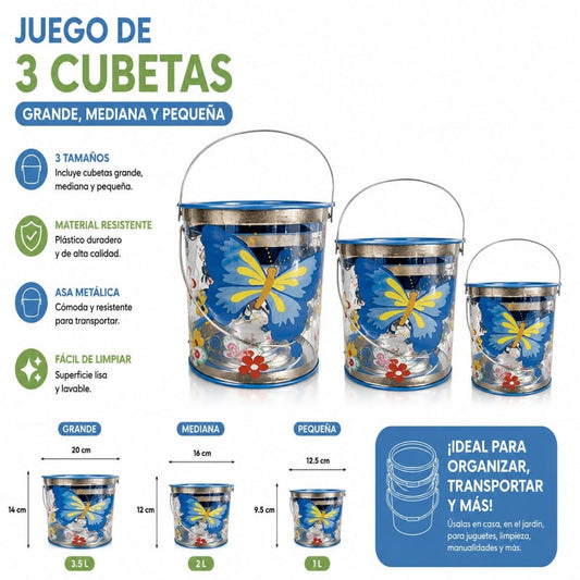 BALDE MARIPOSA AZUL 3PCS PVC