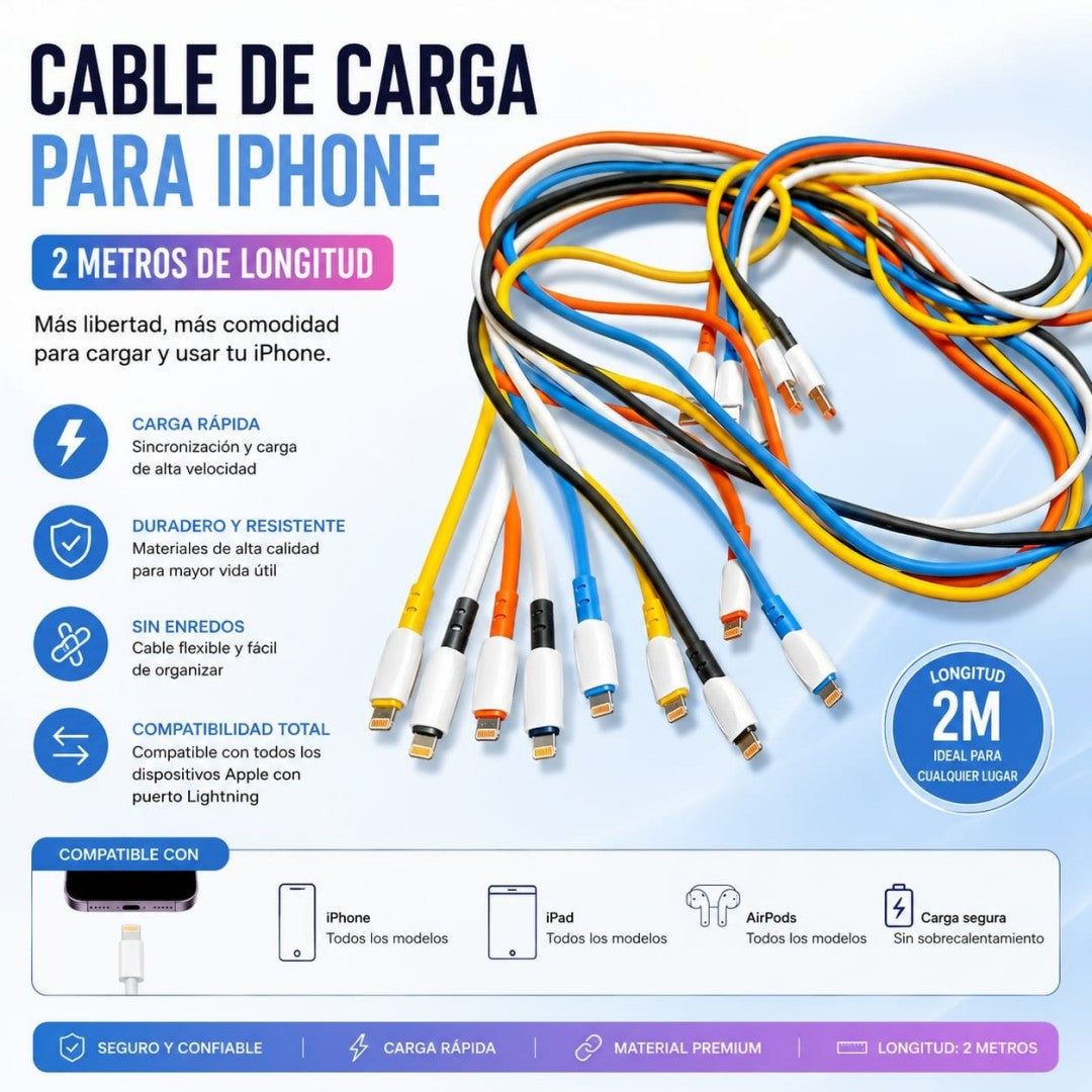 CABLE CELULAR SILICONA 2M IPOH