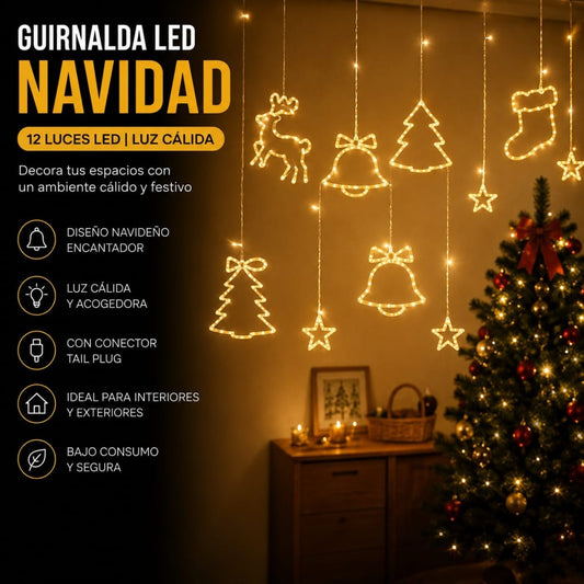 LUZ CORTINA VENADO ARBOL CAMPANA CALIDO