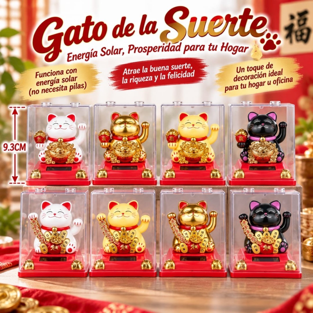 GATO SUERTE SOLAR CAJA TRANSPALENTE 7.8*9.3CM