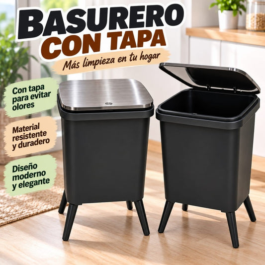 BASURERO CON TAPA PVC 305