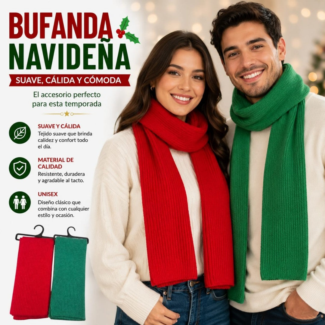 BUFANDA NAVIDAD ROJO VERDE
