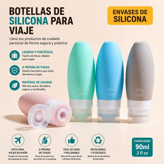 BOTELLA SILICONA P/VIAJAR 4PCS