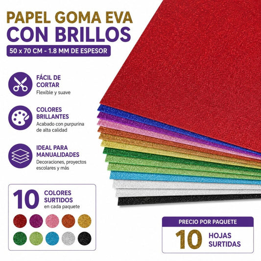 PAPEL FON ESCARCHA 10 COLOR 50*70CM