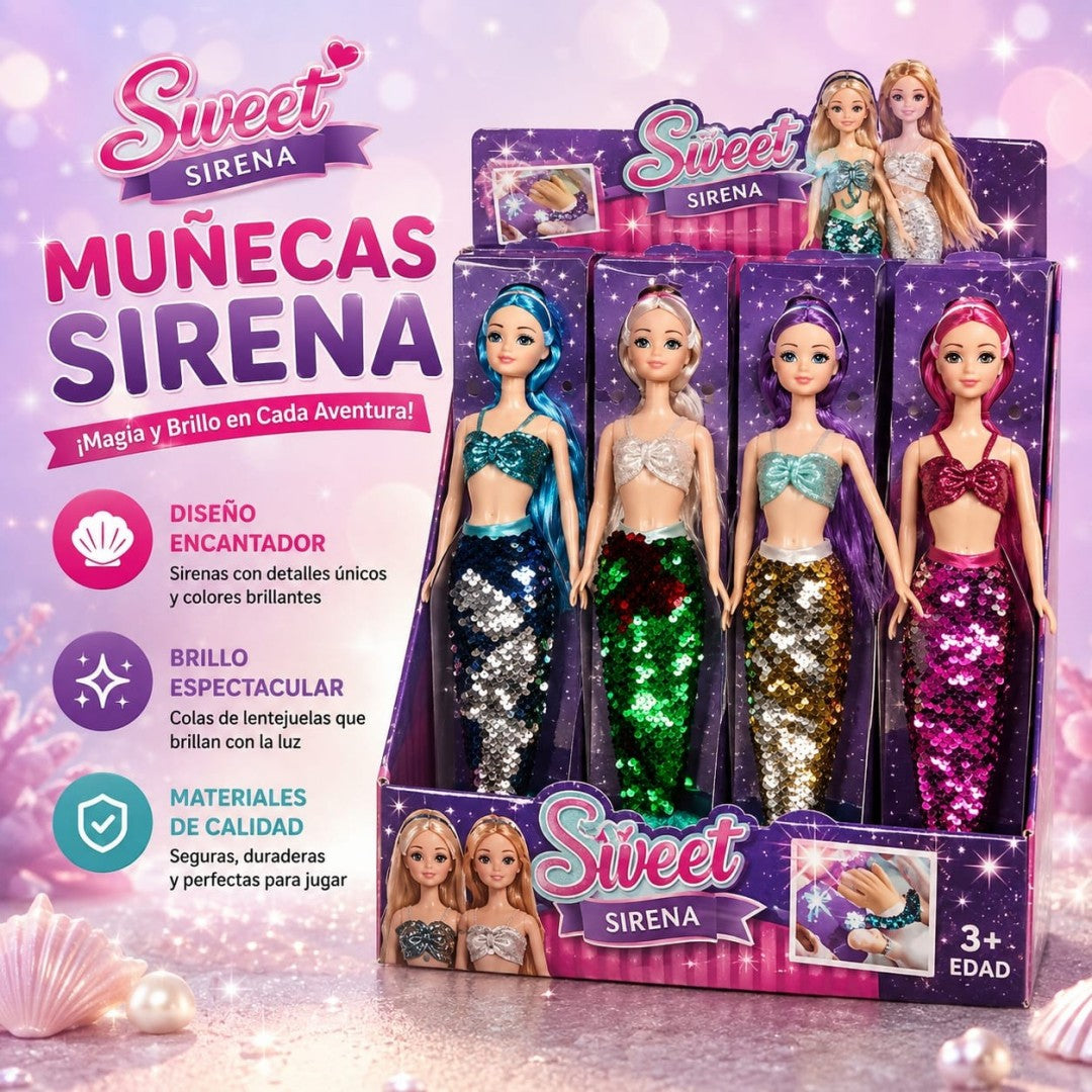 MUNECA SIRENA LENTEJUELA 9258-B