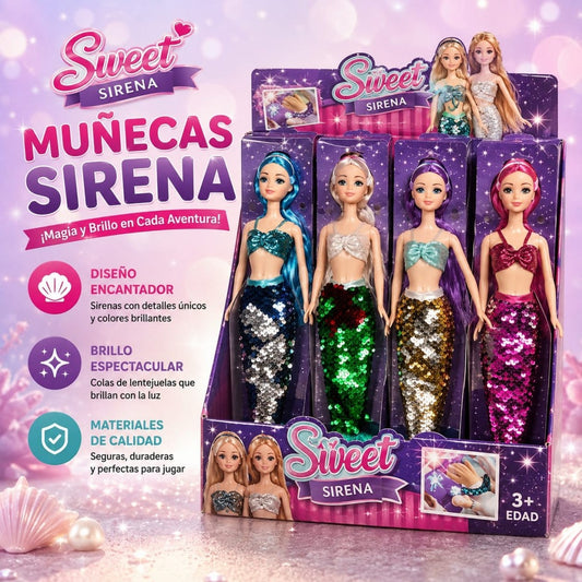 MUNECA SIRENA LENTEJUELA 9258-B