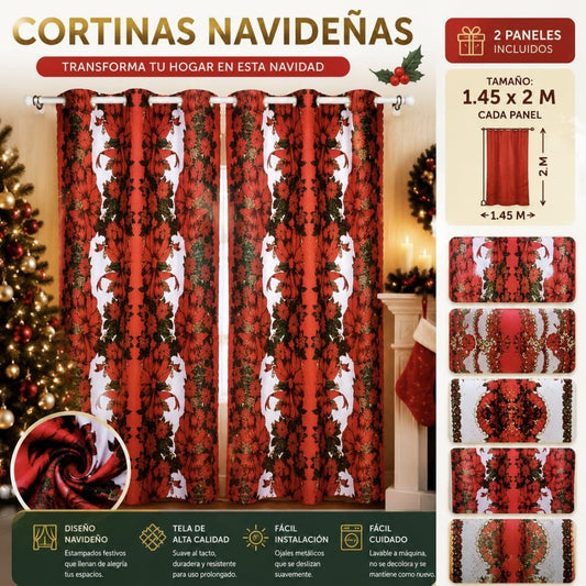 CORTINA VENTANA NAVID 2PCS 1.45*2M