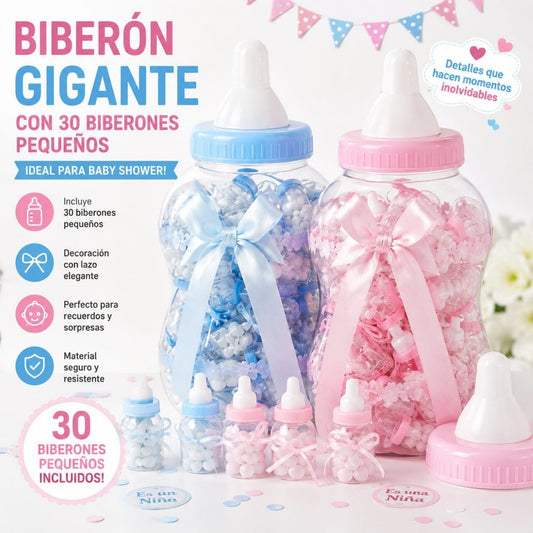 FRASCO CHUPON CON 30 BIBERON PARA BABY SHOWER
