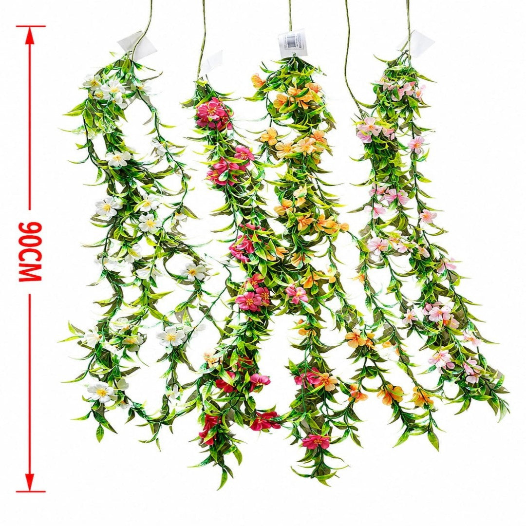 PLANTA VERDE COLGANTE CON FLOR 90CM