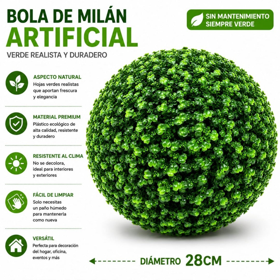 PLANTA ARTIFICIAL BOLA VERDE 28CM