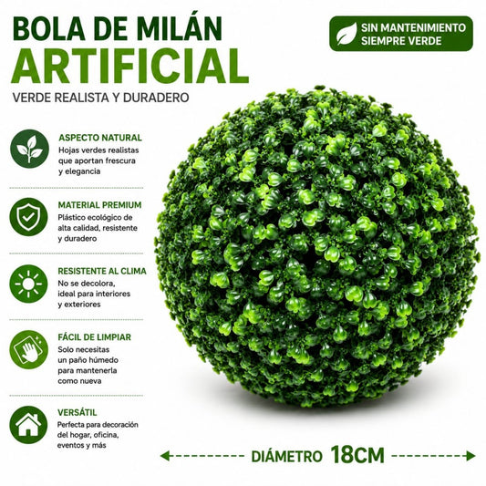 PLANTA ARTIFICIAL BOLA VERDE 18CM