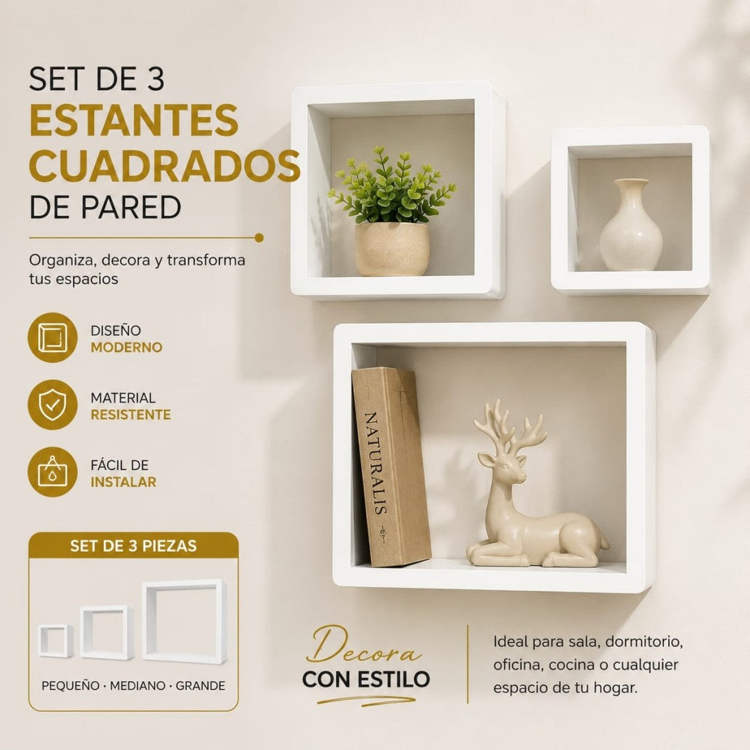 REPISA DE PARED DE MADERA 3PCS