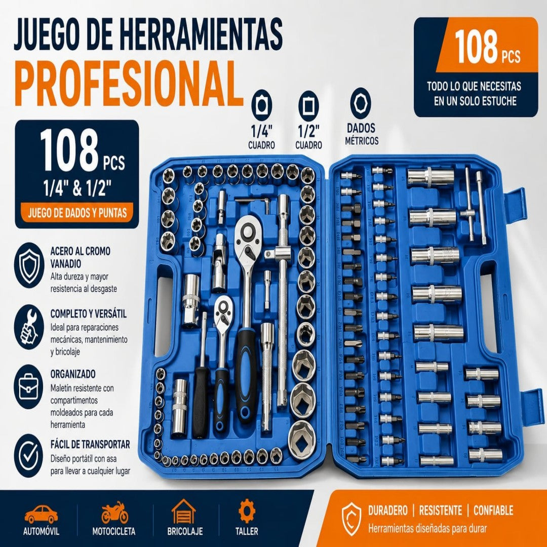JUEGO DE LLAVES DE COPA 108PCS