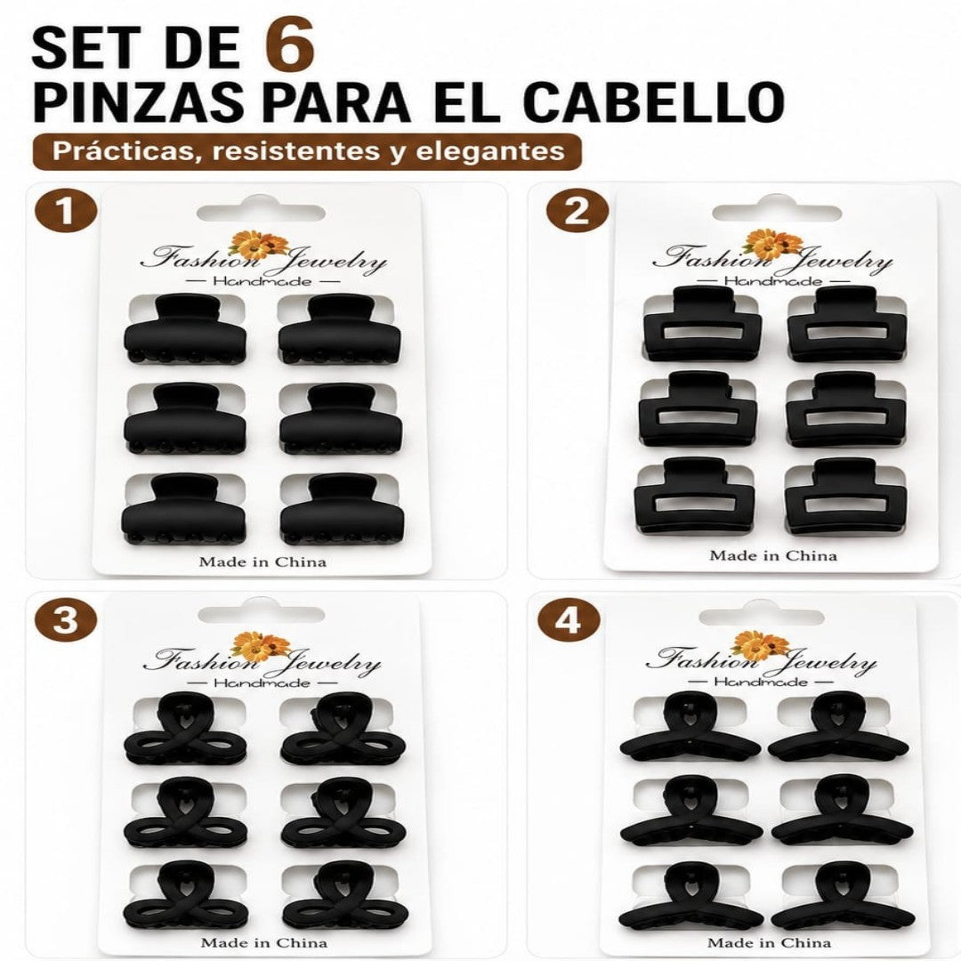 PRENSA PARA CABELLO NEGRO 6PCS A-A