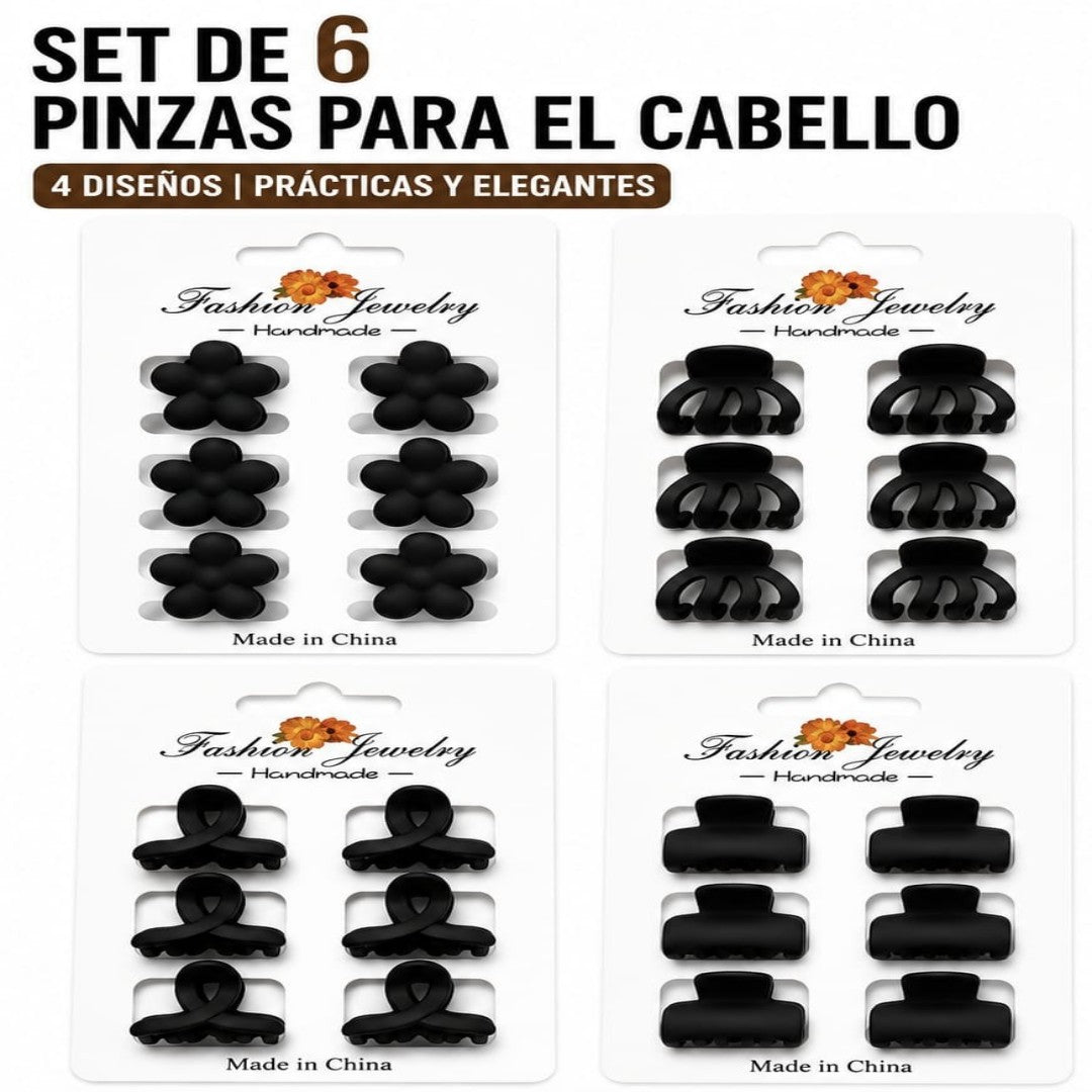 PRENSA PARA CABELLO NEGRO 6PCS B-B