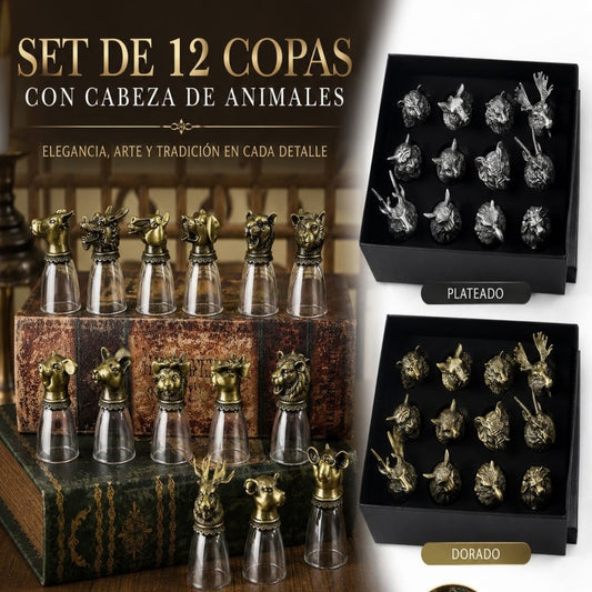 JUEGO DE VASOS TRAGO ANIMAL 12PCS